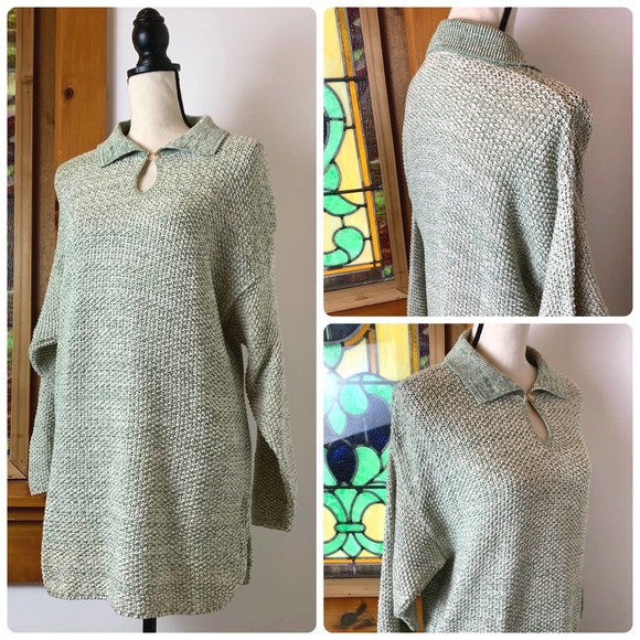 UNIQUE 1980s Vintage Avon Knitted Oversized Cottage Hipster Collared Sweater - Picture 3 of 8